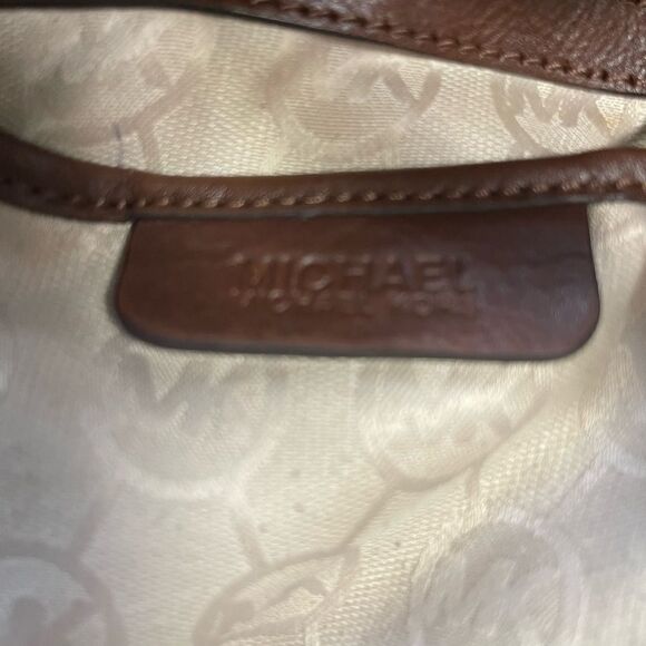 MICHAEL Michael Kors Metallic Khaki /Brown Canvas and Leather Medium Isla Tote - Picture 14 of 16